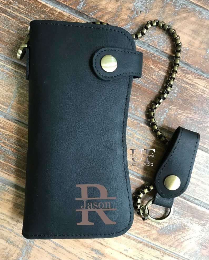 Mens Personalized Black Leather Wallet Mens Wallet Leather Etsy