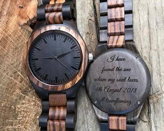 Anniversary Gifts For Men Boyfriend Gift Wife To Husband Gift Wooden Watch Mens Gift Personalized Gifts Brother Gift Engraved Watch Dad Gift
