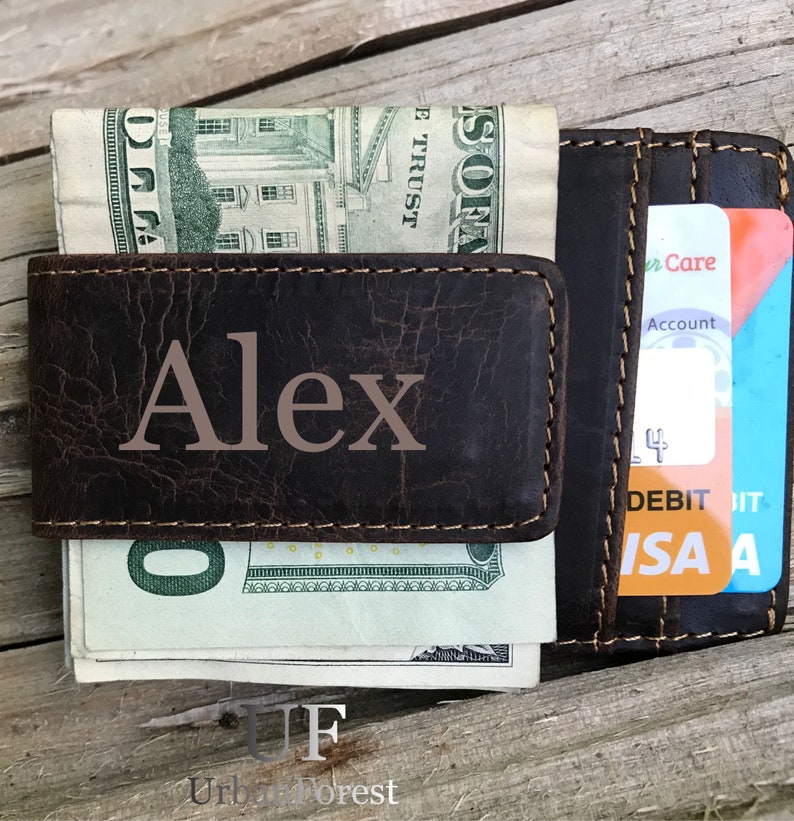 Money Clip Leather Money Clip For Men Credit Card Holder Fathers Day Gift Mens Gift Personalized Money Clip Husband Gift Dad Gift - 