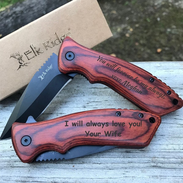 Wooden Anniversary Gifts for Men Engraved Knife, 5th Anniversary Gift for Him, Boyfriend Gift, Wood Anniversary Gift for Husband Gift