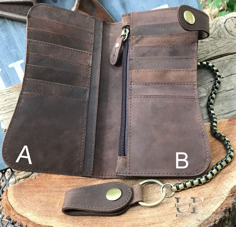 Mens Wallet Leather Mens Wallet Personalized Chain Wallet Etsy