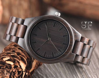 Mens Watch, Engraved Watch Wood Anniversary Gifts for Boyfriend Gift for Him Husband gift Watches for Men Wooden Watches for Men Gift