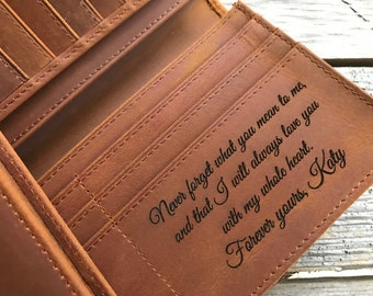Birthday Gifts for Boyfriend Birthday gift, Anniversary Gift for Boyfriend, Mens Wallet Engraved Leather Wallet, Custom Wallets for Men