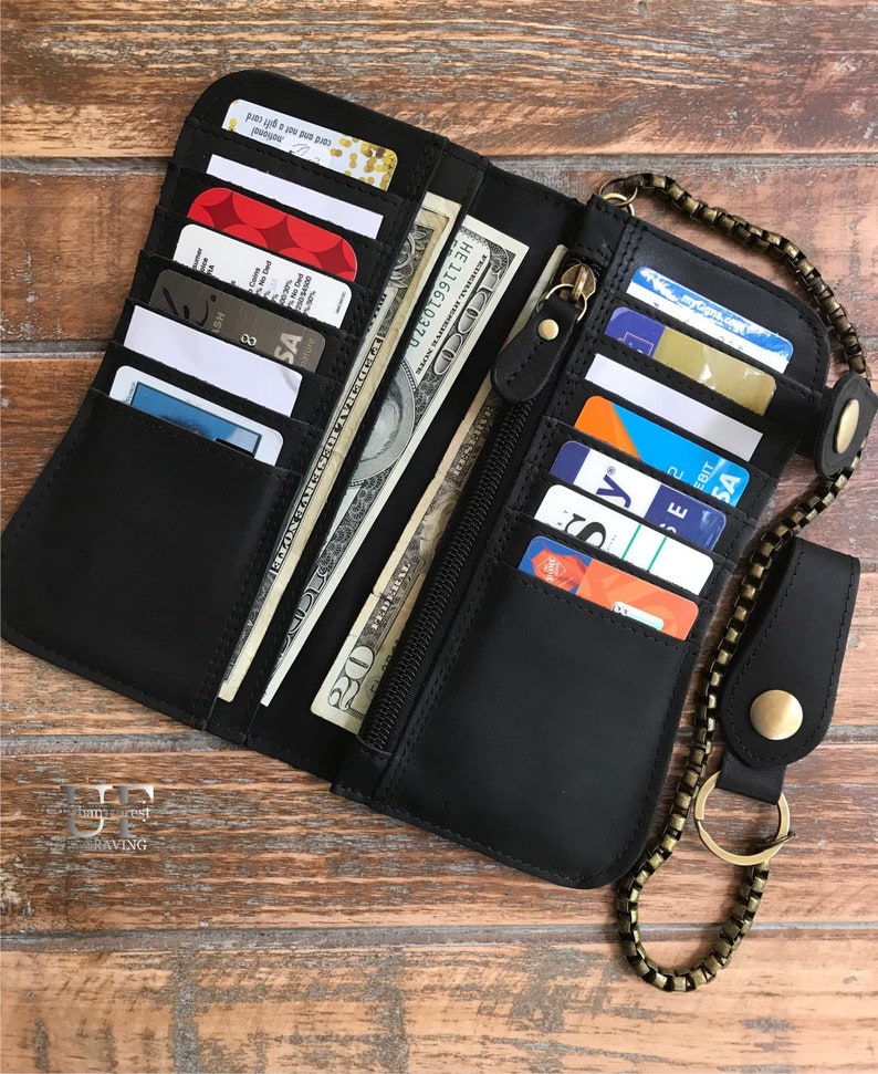 Mens Personalized Black Leather Wallet Mens Wallet Leather Etsy