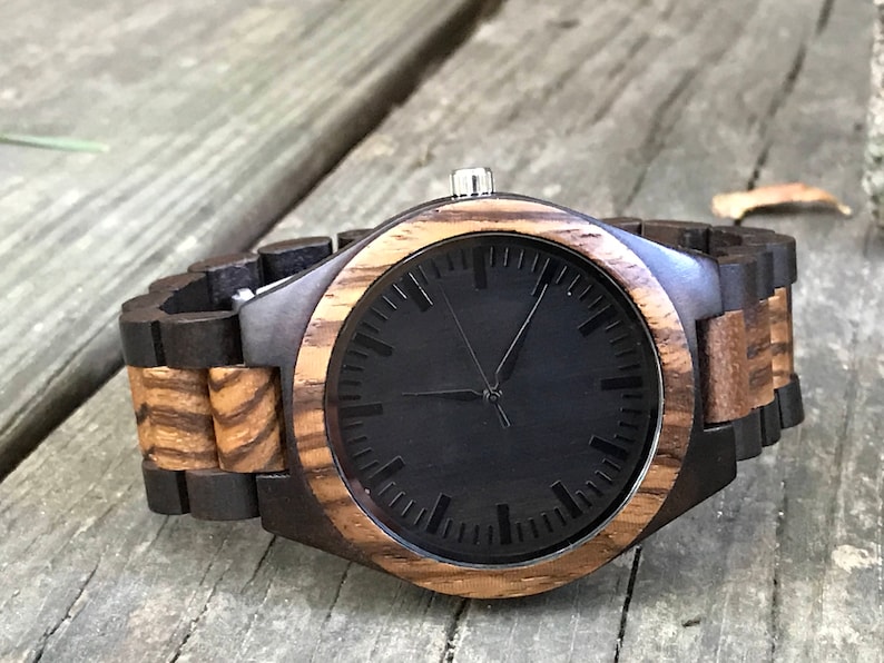 Engraved Wood Watch Black Wooden Watch Watches for Men Etsy
