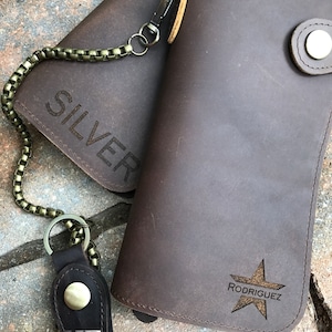 Cartera para hombre cuero, cartera para hombre personalizada, cartera de cadena, cartera de cuero personalizada para hombre cartera larga, cartera delgada cartera biker