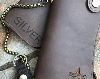 Mens Wallet Leather, Mens Wallet Personalized, Chain Wallet, Personalized Leather Wallet Mens Long Wallet, Slim wallet Biker Wallet