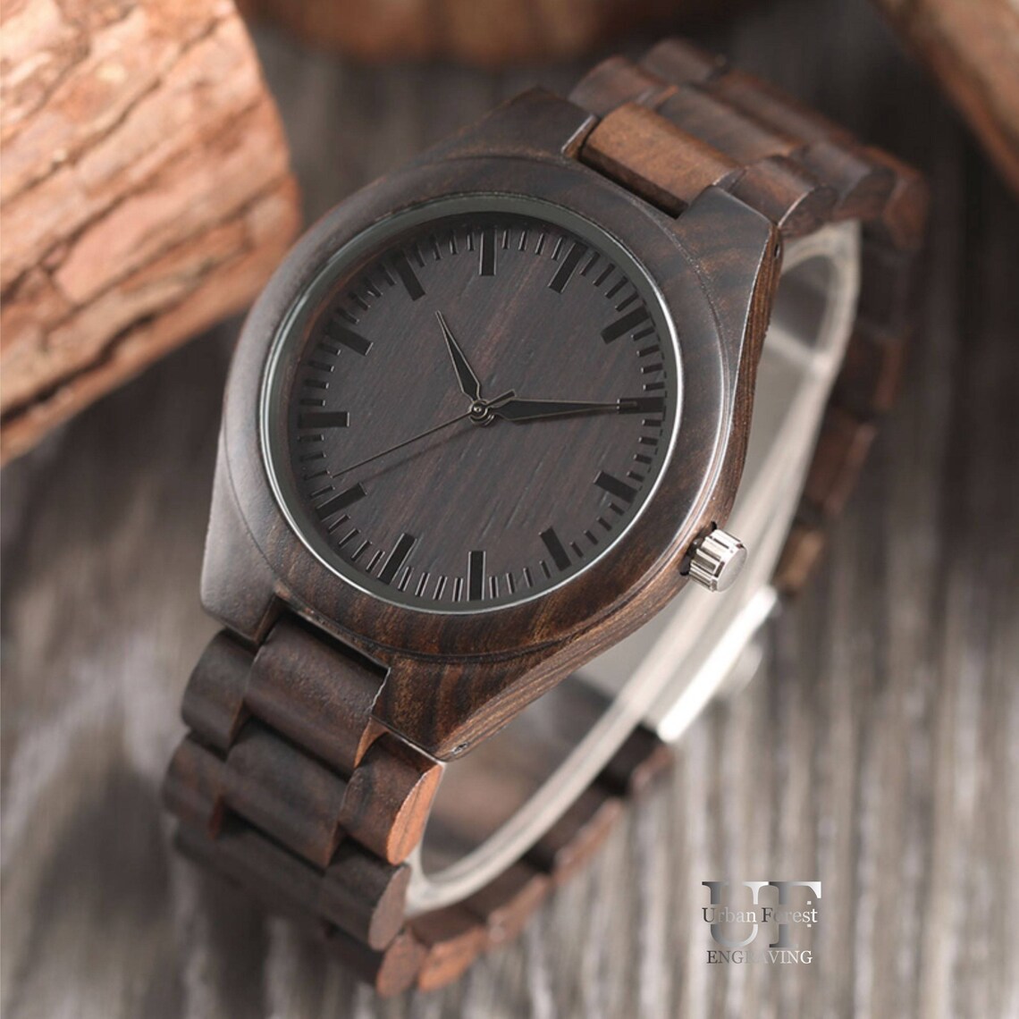 Men's Handcrafted Engraving Ambila Wood Watch - Best Gift Idea!