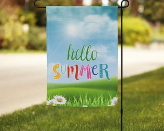 Hello Summer Garden Flag: Double Sided Outdoor Decor (12x17)