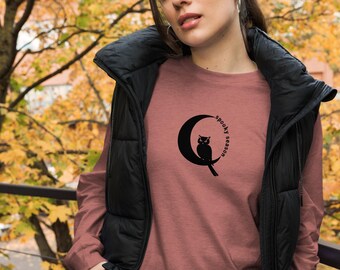 Spooky Season Owl Long Sleeve Tee, Halloween Fall Apparel