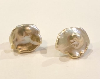 Blanca Keishi Coin Pearl Stud Earrings