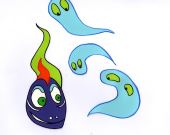 Animazione cel "Face Like a Frog" 1987 Lizard & 3 ghosts AN 33