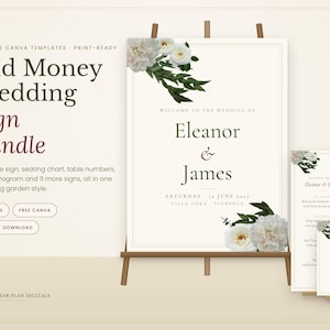 Old Money Wedding Sign Bundle, Editable Canva Templates, Welcome Sign, Seating Chart, Table Numbers, Menu & Program, Wedding Signage