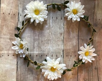 Daisy Floral Headband Adult White main image 1