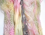 50YD. PINK LEMONADE Hand Dyed Mixed Media Fabric and Fiber Bundle Jewelry Weaving Boho Fiber Dream Catchers Inspired Wall Decor