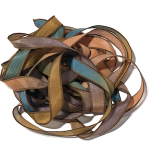 1PC. WILD WEST  42&quot; hand dyed wrist wrap bracelet silk ribbon//Yoga wrist wrap bracelet ribbon//Hand Dyed Wrist Wrap Jewelry ribbon