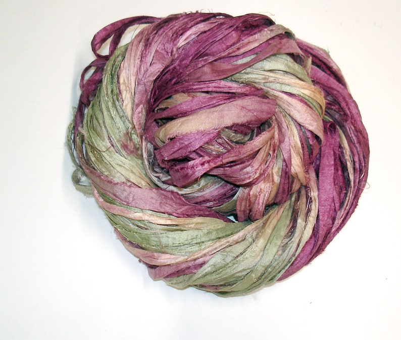 Sari Wall Decor Sari Silk Bundles Sari Dream Catcher Streamers 10YD TEA ROSE Sari Silk RibbonHand Dyed Ombre Sari Silk5YD
