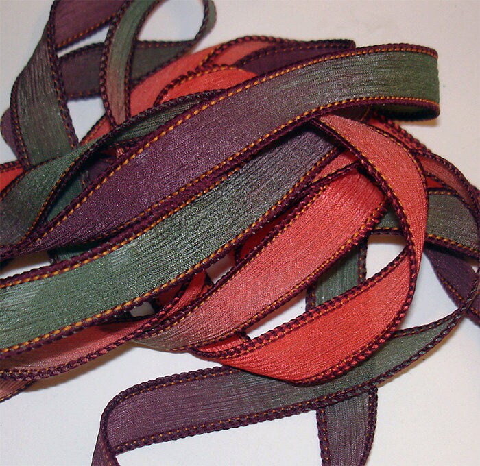 5pc. WITHERING ROSE 42" à la main poignet wrap bracelet soie teint / / poignet Yoga wrap rubans bracelet / / Poignet main teint Boho Silk wrap Ombre 5pc. WITHERING ROSE 42