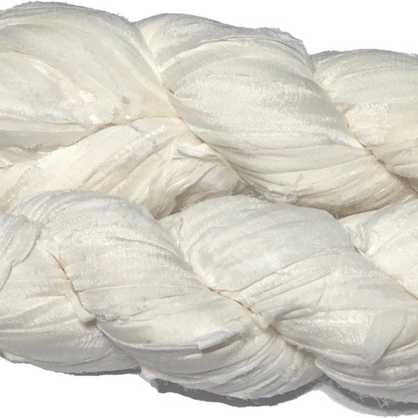 100GM DYEABLE Natural/White Recycled Chiffon Sari Silk//Recycled chiffon silk//Recycled Chiffon Sari Silk Ribbon//Decorative silk Ribbon