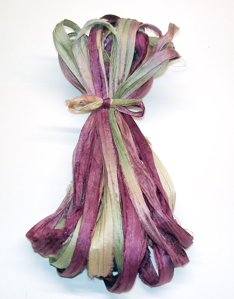 Sari Wall Decor Sari Silk Bundles Sari Dream Catcher Streamers 10YD TEA ROSE Sari Silk RibbonHand Dyed Ombre Sari Silk5YD