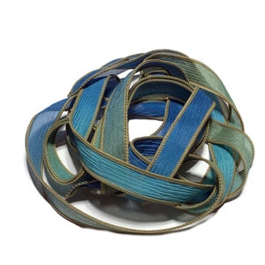 1PC. BLUE REEF 42&quot; hand dyed wrist wrap bracelet silk ribbon//Yoga wrist wrap bracelet ribbon//Hand Dyed Wrist Wrap Jewelry ribbon