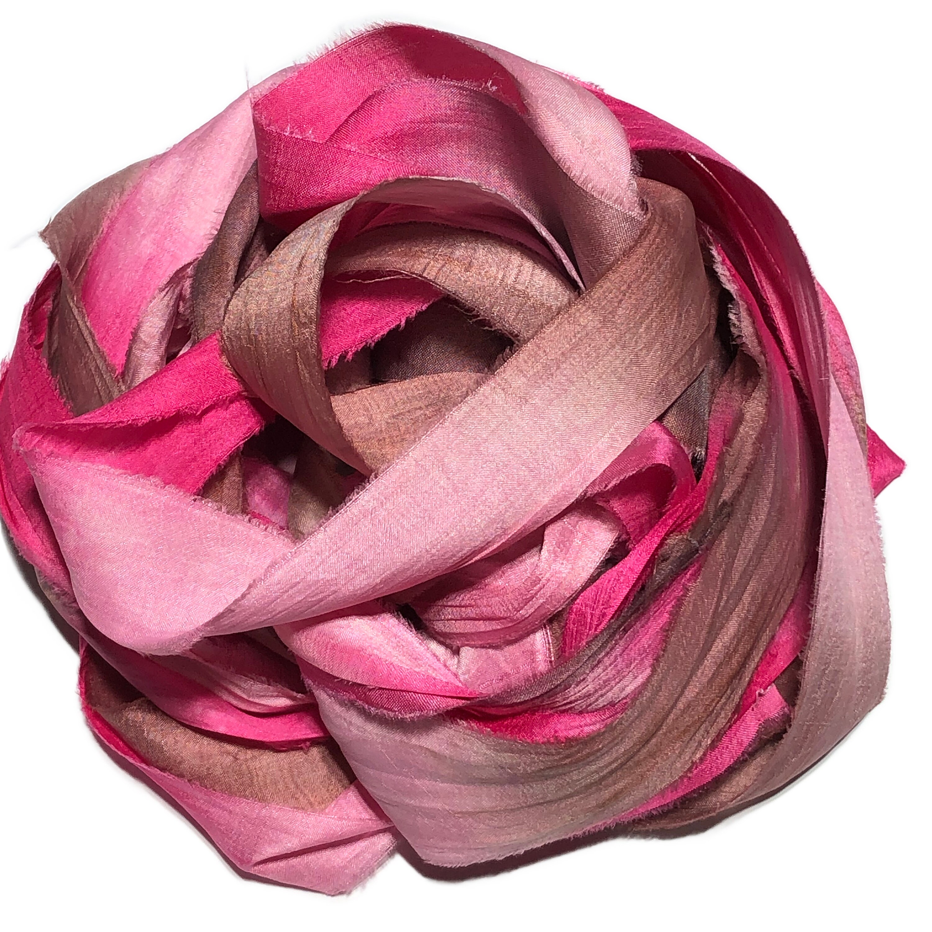 10YD. CHERRY BLOSSOM Sari Silk Ribbon//hand Dyed Ombre