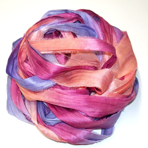 10YD. FRUIT SMOOTHIE Sari Silk Ribbon Bundle//Journal Sari Silk Ribbon Bundles,,Sari Wall Decor,Sari Dream Catcher Streamers