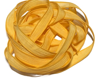 1PC. MUSTARD YELLOW 42" hand dyed wrist wrap bracelet silk ribbon//Yoga wrist wrap bracelet ribbon//Hand Dyed Wrist Wrap Jewelry ribbon