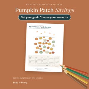 Fall Savings Tracker Printable, Pumpkin Patch Colour-In, Any Goal, Choose Your Own Amounts