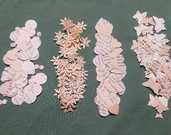 Book & Newspaper Schnipsel Confetti – Hearts, Circles, Butterflies and Snowflakes for Weddings, Birthdays and Junk Journals