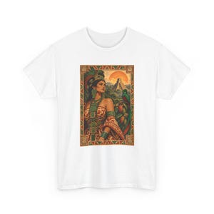 Maya Woman and Quetzal Shirt, Mayan Pyramid Graphic Tee for Women, Guatemala Heritage T-Shirt, Latina Art Top, Gift for Mom or Daughter image 2
