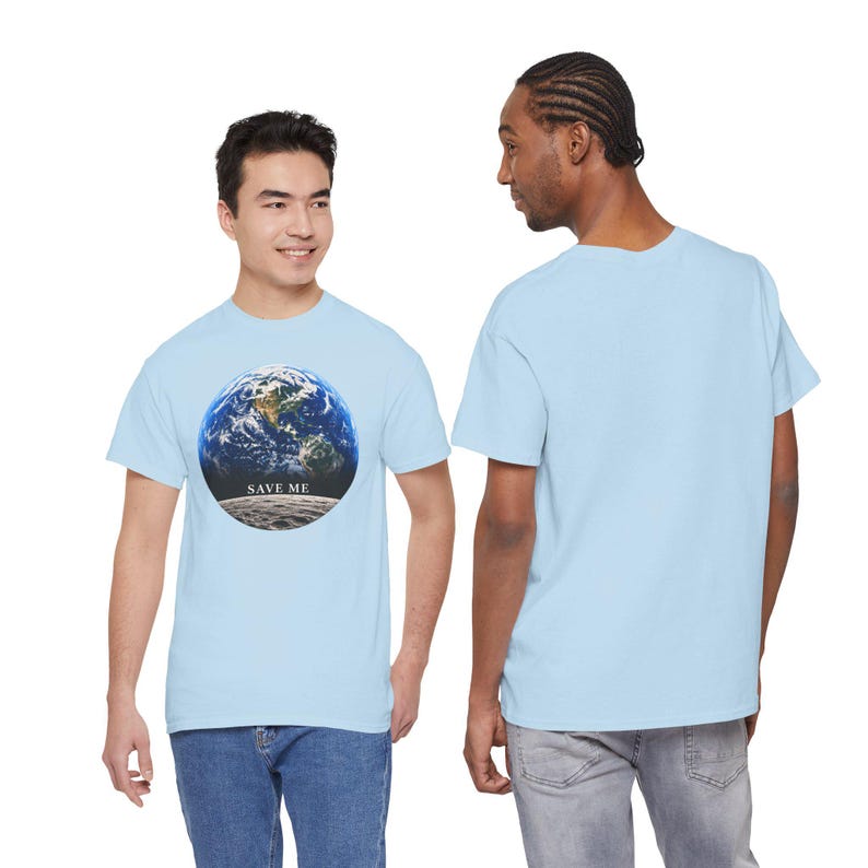 Save Me Earth T-Shirt, Moon View Planet Design, Climate Change Tee (11 Colors) image 8