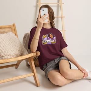 Funny AI Robot Chat T-Shirt, Curly Hair Woman, Purple Chat Box (100% Cotton) image 5