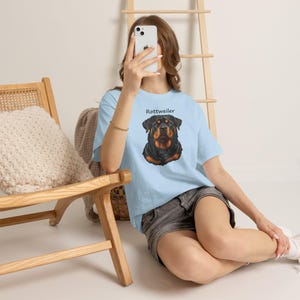 Rottweiler Portrait T-Shirt, Realistic Rottie Lover Gift, Rottweiler Mom Dad Tee image 12