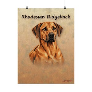 Rhodesian Ridgeback Oil Painting Poster, Dog Portrait Wall Art Print image 1