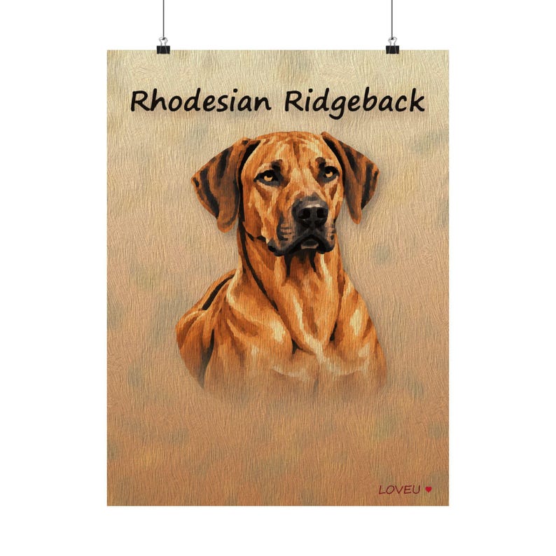 Rhodesian Ridgeback Oil Painting Poster, Dog Portrait Wall Art Print image 1