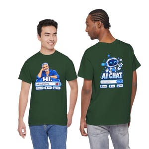 Human vs AI Chat T-Shirt, Funny Tech Humor Tee, Two-Sided Print image 12