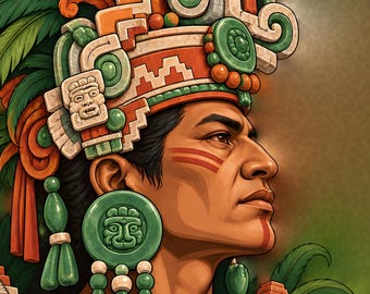 Mayan Tote Bag, Mayan Noble with Jade Headdress, Guatemala Art Gift, Mexican Tote Bag All Over Print, Mayan Art Bag for Him or Her