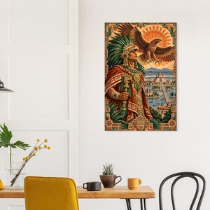 Aztec Eagle Warrior Poster, Tenochtitlan Wall Art Print, Mexican Heritage Decor image 8