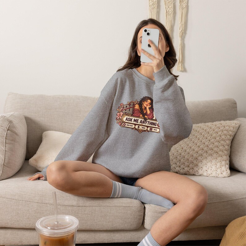 HI Not AI Sweatshirt for Women, Human Intelligence Crewneck, Funny Chat Girl Gift image 14