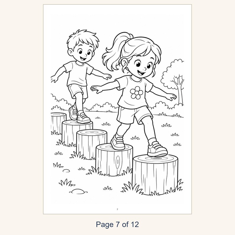 Playground Coloring Book Printable for Kids, Slide Swings Seesaw Coloring Pages, Outdoor Play Activity, 13 Page PDF, Instant Download image 9