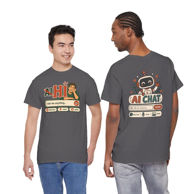 Camiseta de chat "Humano vs IA", camiseta retro con humor tecnológico, regalo para geeks. imagen 14