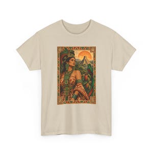 Maya Woman and Quetzal Shirt, Mayan Pyramid Graphic Tee for Women, Guatemala Heritage T-Shirt, Latina Art Top, Gift for Mom or Daughter image 4