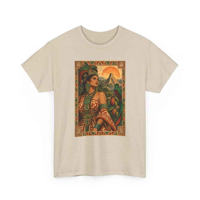 Maya Woman and Quetzal Shirt, Mayan Pyramid Graphic Tee for Women, Guatemala Heritage T-Shirt, Latina Art Top, Gift for Mom or Daughter image 4