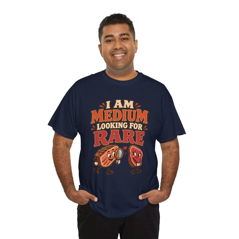 I Am Medium Looking for Rare T-Shirt, Funny Steak Pun Graphic Tee, BBQ Grill Master Shirt, Meat Lover Gift for Dad or Husband, Grilling Tee image 8