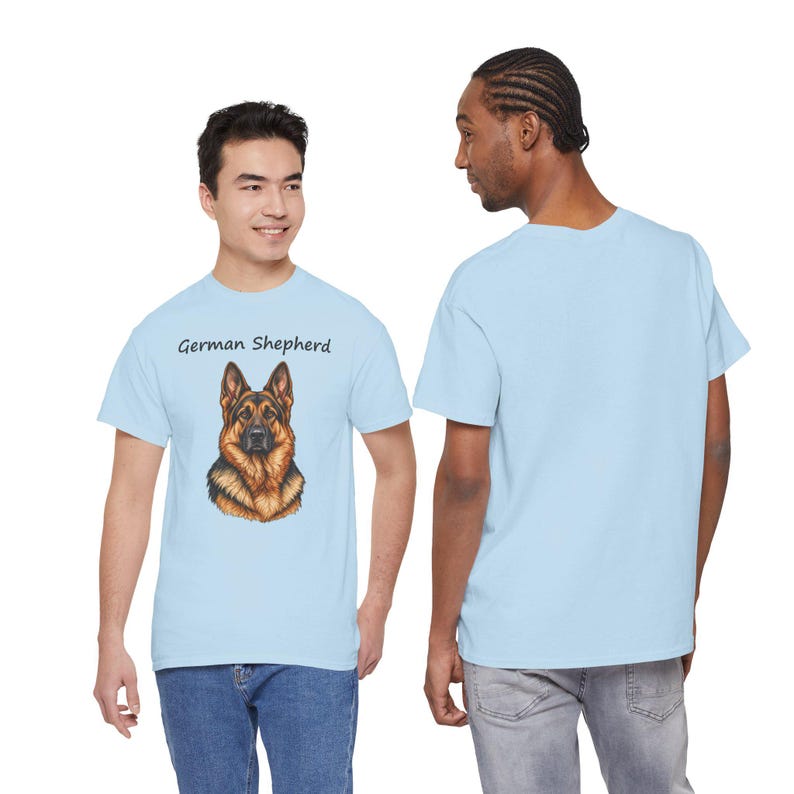 German Shepherd Portrait T-Shirt, Realistic Dog Lover Gift, GSD Mom Dad Tee image 5