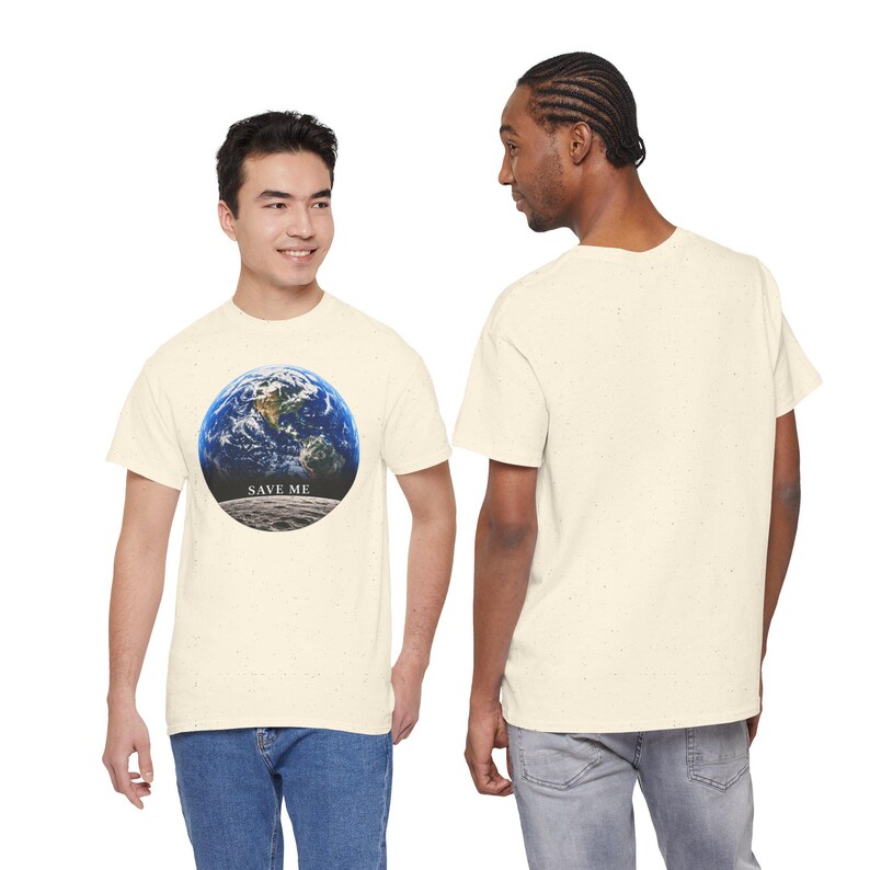 Save Me Earth T-Shirt, Moon View Planet Design, Climate Change Tee (11 Colors) image 7