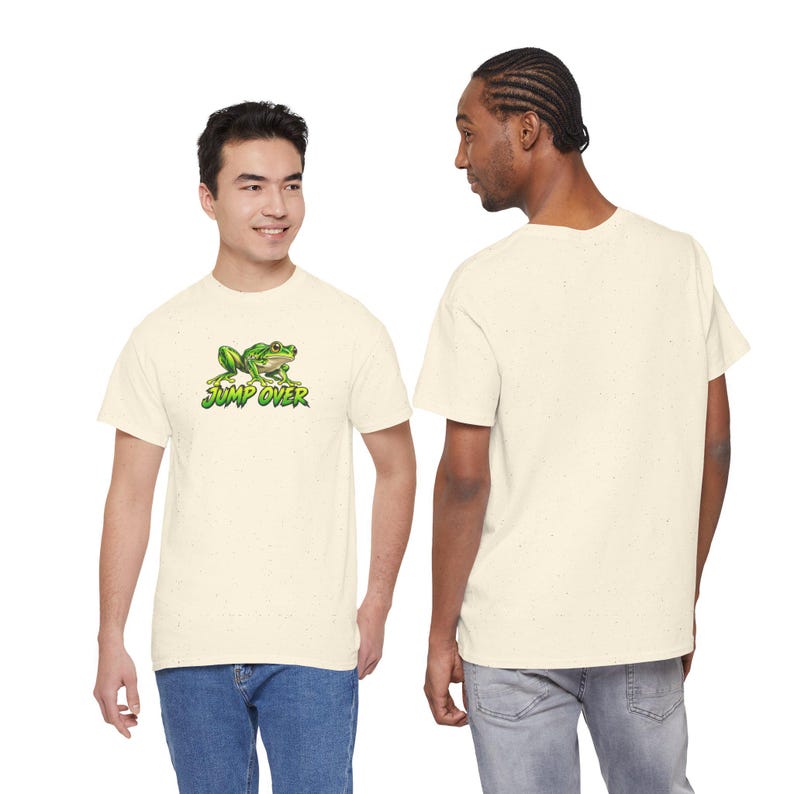 Motivational Frog Lover T-Shirt, Green Amphibian Jump Over Tee (Heavy Cotton) image 5