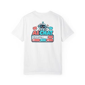 Funny AI Chat Shirt, Human vs Robot Conversation Tee, Garment Dyed Heavyweight Cotton image 8