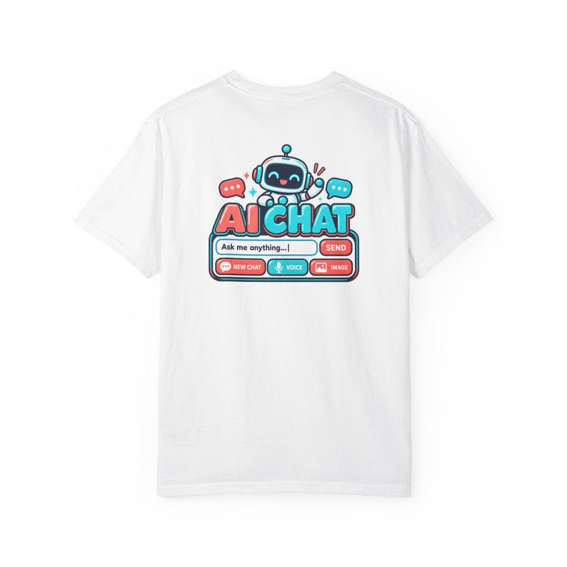 Funny AI Chat Shirt, Human vs Robot Conversation Tee, Garment Dyed Heavyweight Cotton image 8
